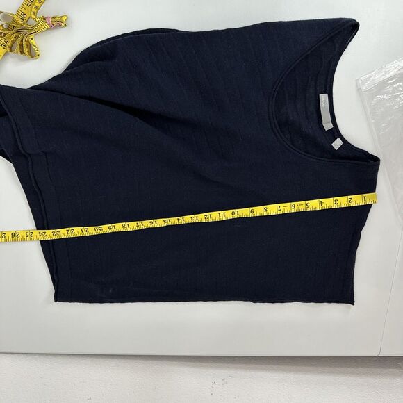 Vince Shirt Top Womens Small Blue Knit Cashmere Wool Boxy Popover Minimalist - Picture 12 of 13